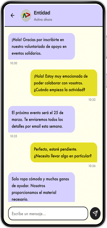 Voluntee — Conversación con la entidad