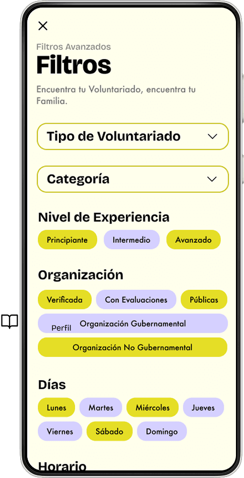 Voluntee — Filtros avanzados