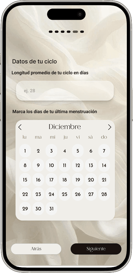 Vibe — Onboarding · Datos del ciclo