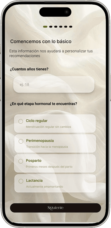 Vibe — Onboarding · Etapa hormonal
