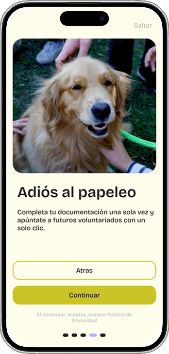 Voluntee — Onboarding · Adiós al papeleo