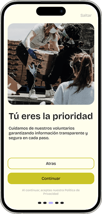 Voluntee — Onboarding · Transparencia y seguridad