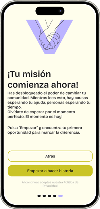 Voluntee — Onboarding · Comienza tu misión